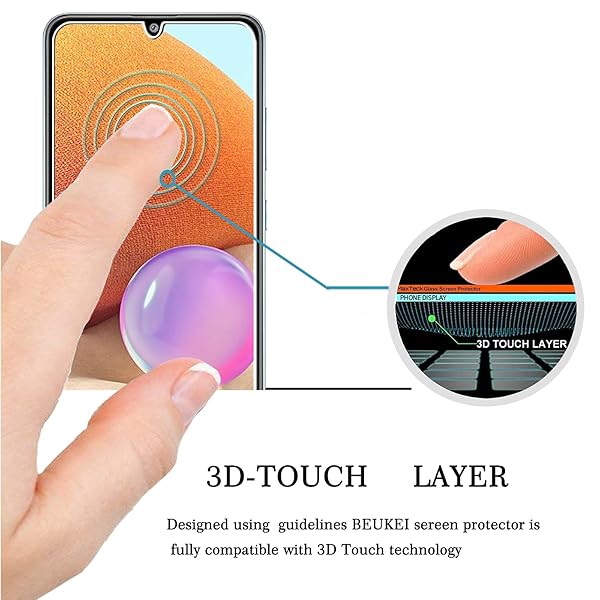 beukei Beukei 3 Pack Tempered Glass Screen Protector for Samsung Galaxy A32 A22 A31 9H Hardness 6.4 Inch Anti Scratch Bubble Free - View 4 of 7