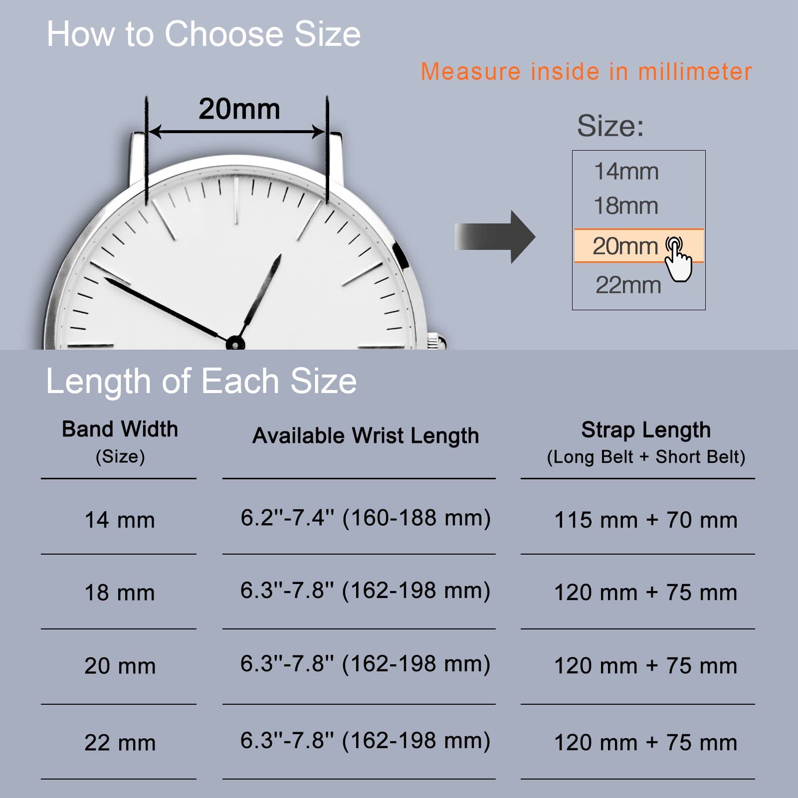 WOCCI WOCCI 20mm Nubuck Leather Watch Band Black Stainless Steel Buckle Replacement Strap for Stylish Timepieces - View 4 of 8