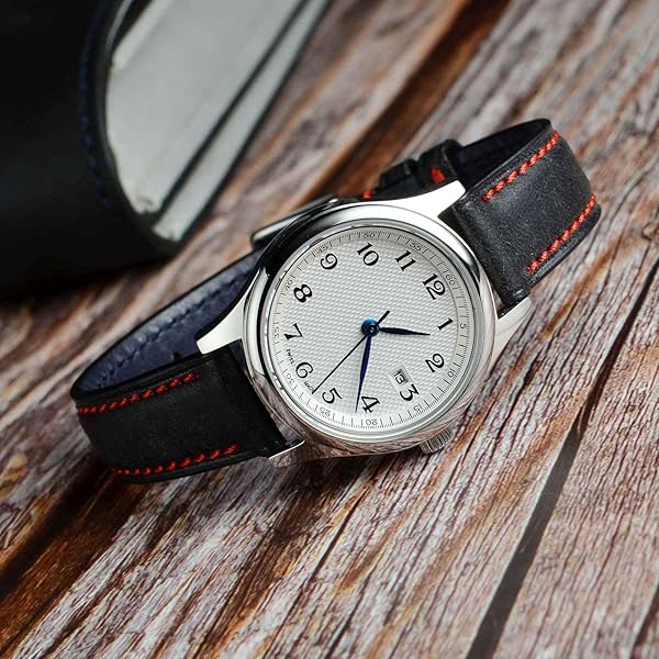 WOCCI WOCCI 20mm Nubuck Leather Watch Band Black with Rose Gold Stainless Steel Buckle Replacement Strap - View 6 of 8