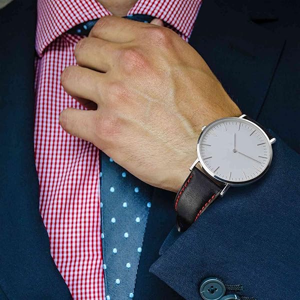 WOCCI WOCCI 20mm Nubuck Leather Watch Band Black with Rose Gold Stainless Steel Buckle Replacement Strap - View 7 of 8