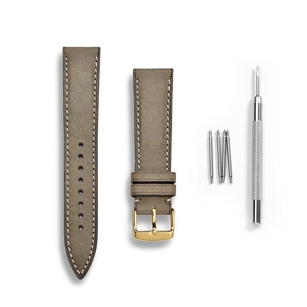 WOCCI WOCCI 18mm Olive Green Nubuck Leather Watch Band with Golden Stainless Steel Buckle Replacement Strap - View 4 of 9