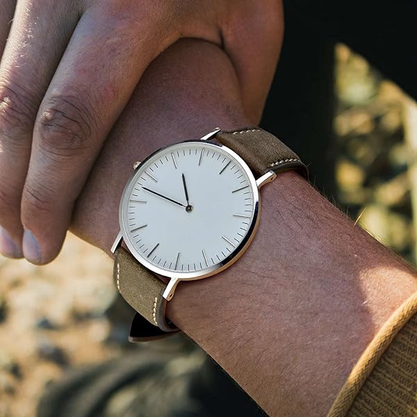 WOCCI WOCCI 18mm Olive Green Nubuck Leather Watch Band with Golden Stainless Steel Buckle Replacement Strap - View 7 of 9