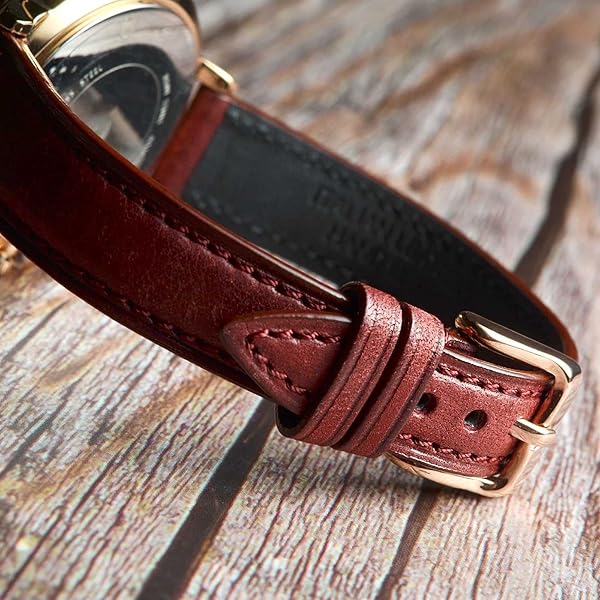 WOCCI WOCCI 20mm Nubuck Leather Watch Band Crimson Red with Rose Gold Stainless Steel Buckle Replacement Strap - View 6 of 9