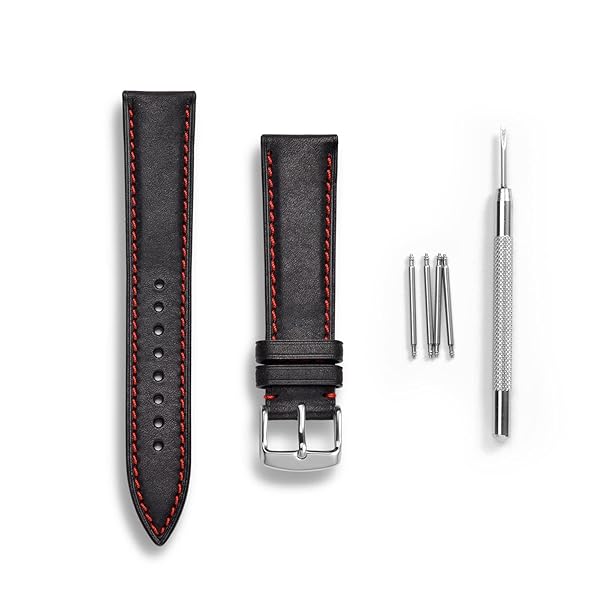 WOCCI WOCCI 14mm Black Nubuck Leather Watch Band with Silver Stainless Steel Buckle Replacement Strap - View 4 of 9