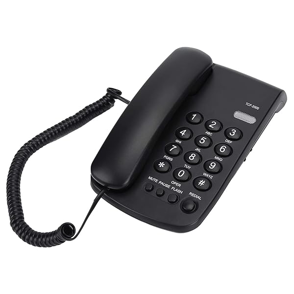 Uvital Uvital Desktop Corded Telephone with Mute Pause Redial Flash Ringer Mechanical Lock and Call Light Indication in Black