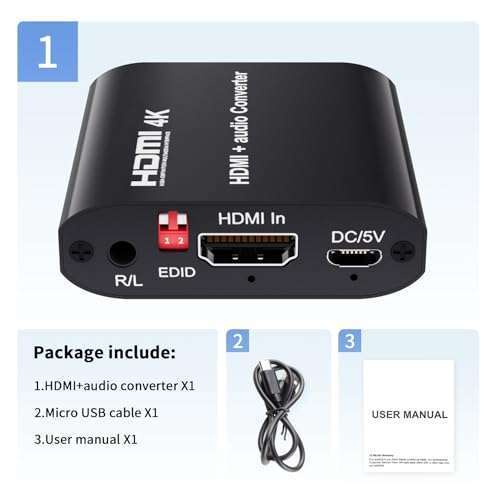 BolAAzuL BolAAzuL HDMI 1.4 Audio Extractor Splitter: 4K/30Hz HDMI to Toslink & Coaxial Converter - View 8 of 8