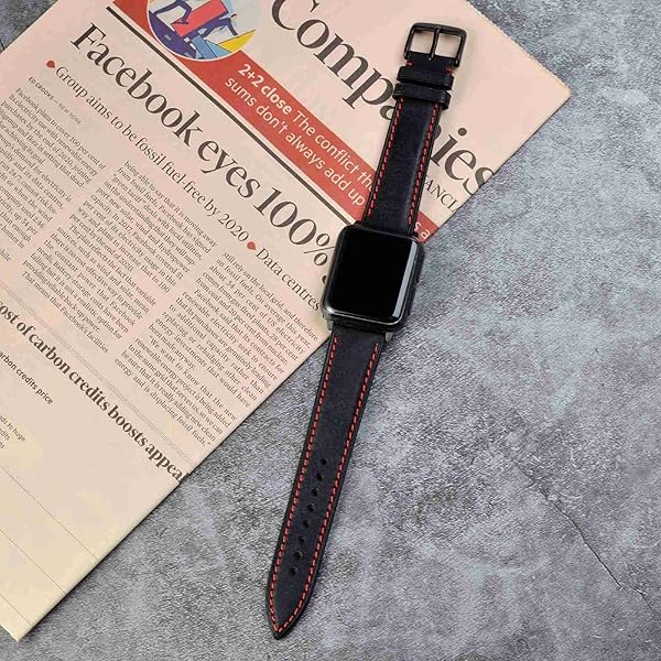 WOCCI WOCCI 22mm Nubuck Leather Watch Band Black Stainless Steel Buckle Replacement Strap for Stylish Timepieces - View 6 of 9