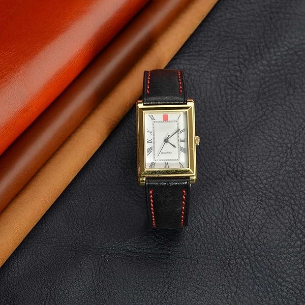 WOCCI WOCCI 18mm Black Nubuck Leather Watch Band with Golden Stainless Steel Buckle Replacement Strap - View 6 of 9