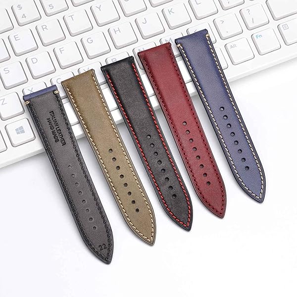 WOCCI WOCCI 18mm Black Nubuck Leather Watch Band with Golden Stainless Steel Buckle Replacement Strap - View 8 of 9