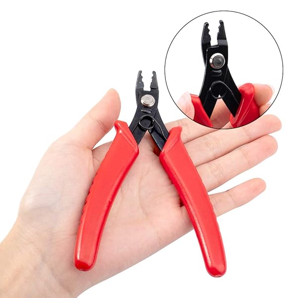 PH PandaHall Pandahall Red Steel Micro Tube Beads Crimper Pliers Wire Cutter Jewelry Making Tools 5x3.2 Inch Set - View 3 of 7