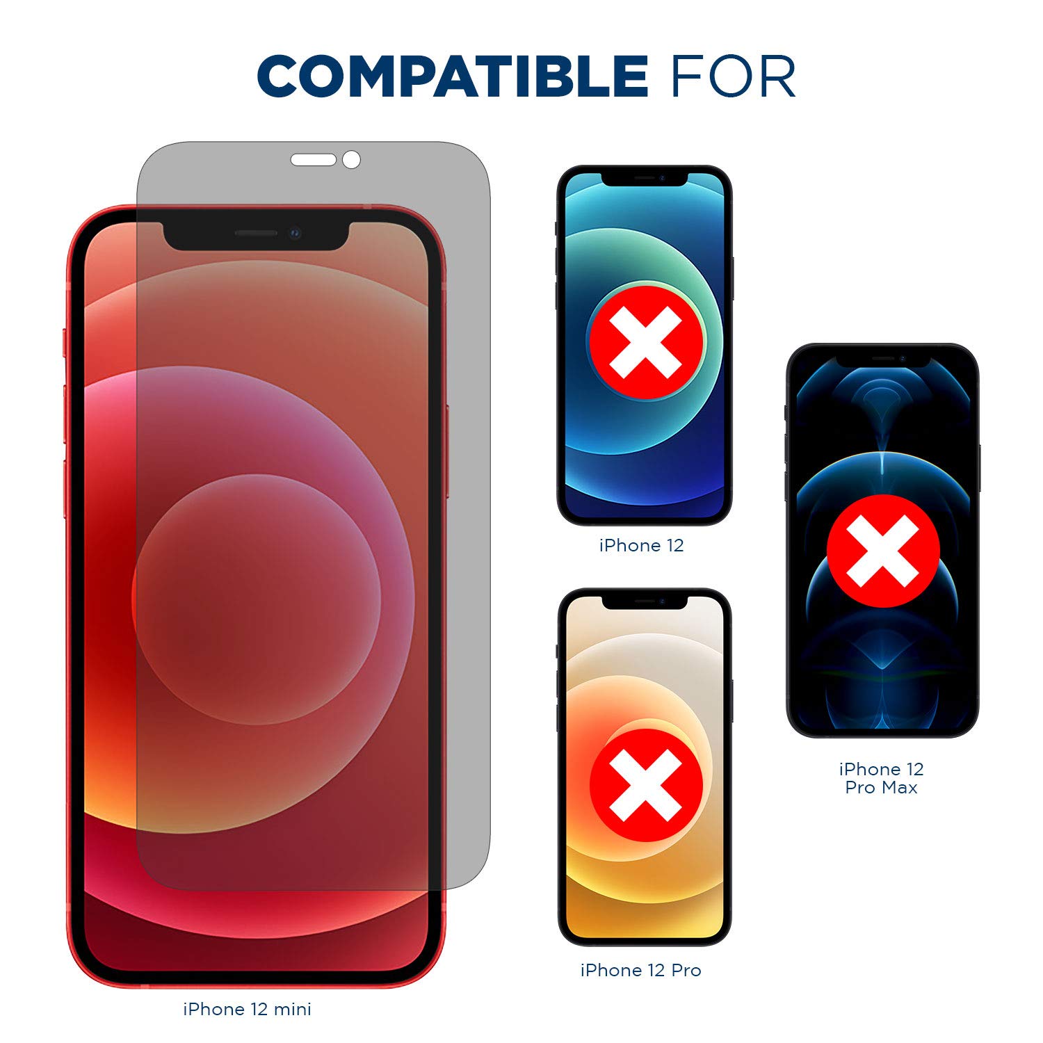 Tech Armor Tech Armor Privacy Ballistic Glass Screen Protector for iPhone 12 Mini - 5.4 Inch Tempered Glass, 1 Pack - View 2 of 6