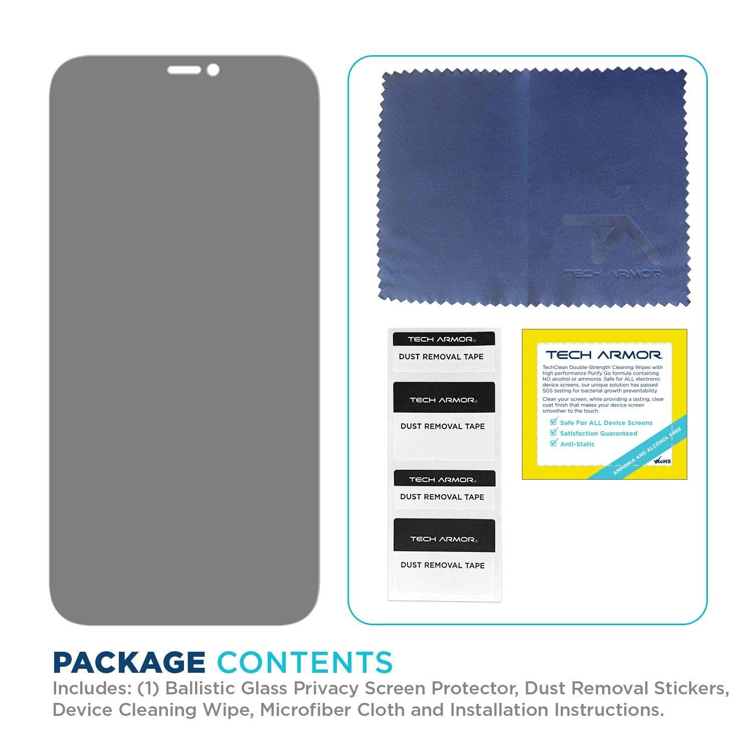 Tech Armor Tech Armor Privacy Ballistic Glass Screen Protector for iPhone 12 Mini - 5.4 Inch Tempered Glass, 1 Pack - View 6 of 6