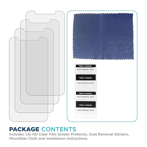 Tech Armor Tech Armor Screen Protector for iPhone 12 and 12 Pro 6.1 Inch HD Clear Film Ultimate Display Protection Easy Installation Premium Quality 4 Pack - View 8 of 8