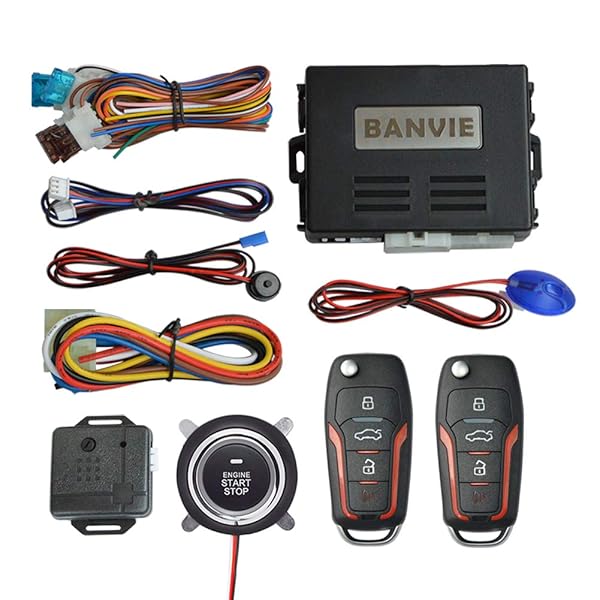 BANVIE BANVIE Car Keyless Entry Security Alarm System Remote Engine Starter Push to Start Stop Ignition Kit Button