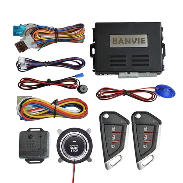 BANVIE BANVIE Keyless Entry Alarm System: Remote Start & Push Button Ignition Kit for Ultimate Car Security