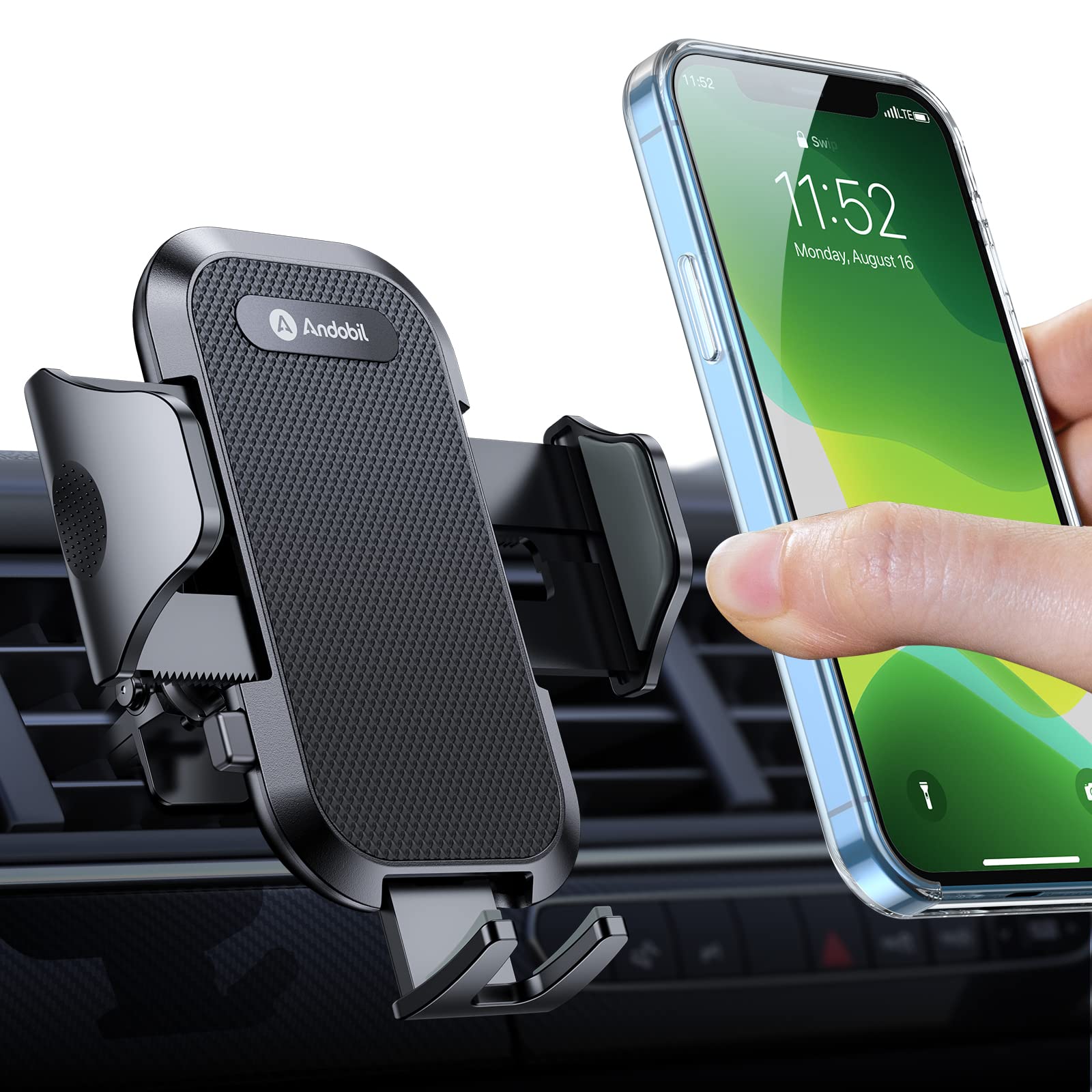 andobil 2024 Andobil Car Phone Holder Mount: Sturdy Metal Clip for iPhone 16/15/14/13/12 & Samsung S24/S23 - Easy Vent Installation