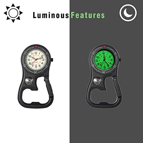 JewelryWe JewelryWe Clip-on Quartz Watch for Men and Women Glow in The Dark Pocket Watch Ideal for Rock Climbing Doctors Nurses Outdoor Activities - View 3 of 8