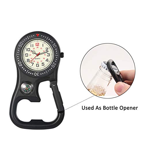 JewelryWe JewelryWe Clip-on Quartz Watch for Men and Women Glow in The Dark Pocket Watch Ideal for Rock Climbing Doctors Nurses Outdoor Activities - View 4 of 8