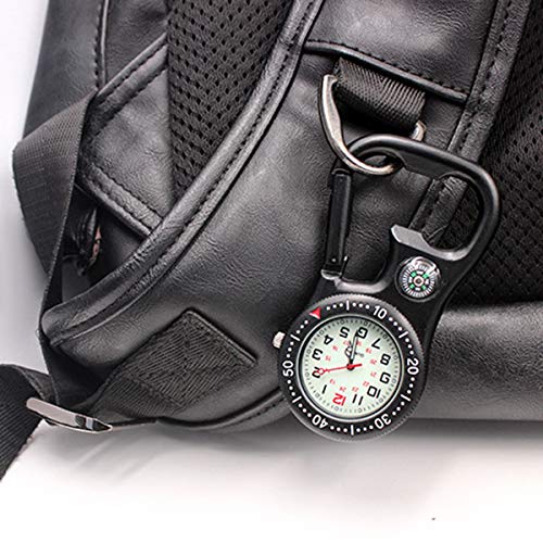 JewelryWe JewelryWe Clip-on Quartz Watch for Men and Women Glow in The Dark Pocket Watch Ideal for Rock Climbing Doctors Nurses Outdoor Activities - View 5 of 8