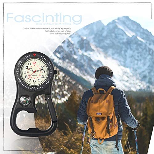 JewelryWe JewelryWe Clip-on Quartz Watch for Men and Women Glow in The Dark Pocket Watch Ideal for Rock Climbing Doctors Nurses Outdoor Activities - View 6 of 8