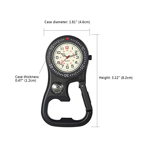 JewelryWe JewelryWe Clip-on Quartz Watch for Men and Women Glow in The Dark Pocket Watch Ideal for Rock Climbing Doctors Nurses Outdoor Activities - View 8 of 8