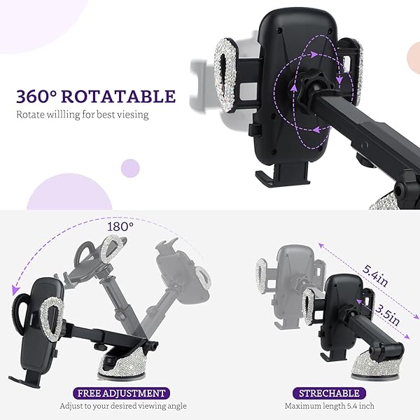 eing Car Phone Mount Holder for Dashboard Air Vent Windshield Compatible with iPhone Samsung Moto Huawei LG Smartphones Silver - View 4 of 8