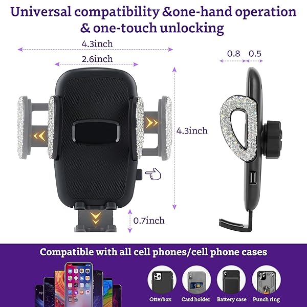 eing Car Phone Mount Holder for Dashboard Air Vent Windshield Compatible with iPhone Samsung Moto Huawei LG Smartphones Silver - View 5 of 8