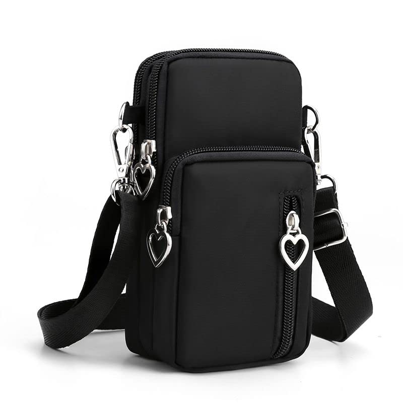 Roomy Crossbody Bag for iPhone 15/14/13 & Samsung Galaxy S24/S23 - Stylish Cellphone Shoulder Pouch (Black)