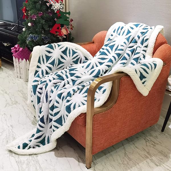 LOMAO LOMAO Sherpa Fleece Blanket Soft Throw Dual Sided for Couch Sofa Bed Teal 51x63 Perfect for Cozy Comfort - View 7 of 8