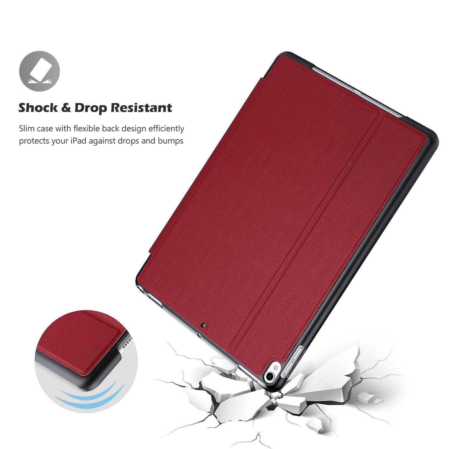 ProCase ProCase Slim Stand Protective Folio Case for iPad Air 3 10.5 2019 and iPad Pro 10.5 2017 Red - View 4 of 8
