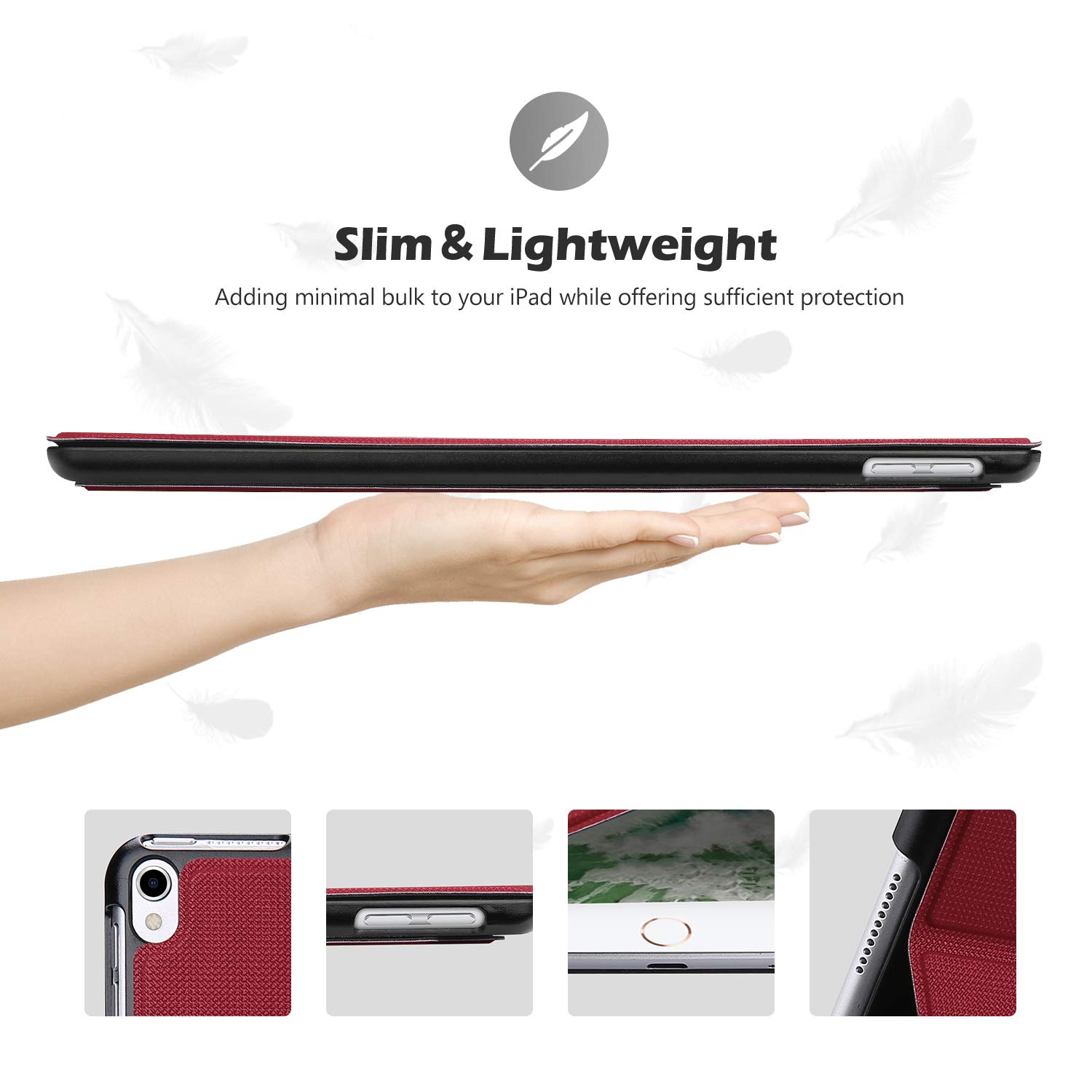 ProCase ProCase Slim Stand Protective Folio Case for iPad Air 3 10.5 2019 and iPad Pro 10.5 2017 Red - View 6 of 8