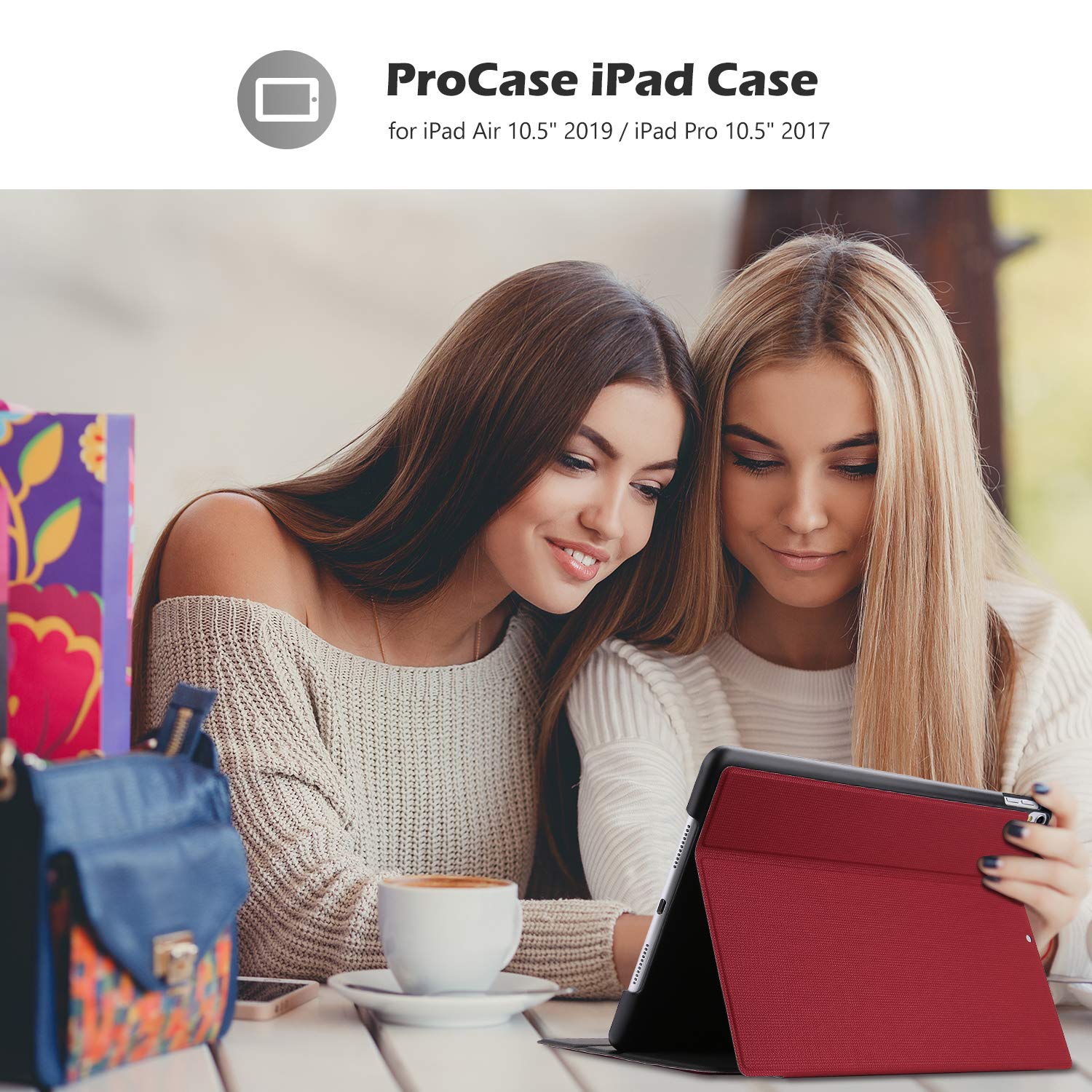 ProCase ProCase Slim Stand Protective Folio Case for iPad Air 3 10.5 2019 and iPad Pro 10.5 2017 Red - View 8 of 8