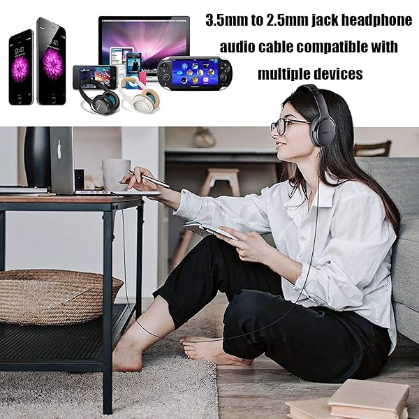 Tobysome QC35 Cable 3.5 to 2.5 Extension Cord Replacement for Bose QuietComfort 45 35 II Wireless Headphones SoundLink II On-Ear 2 OE2 OE2i - View 8 of 9