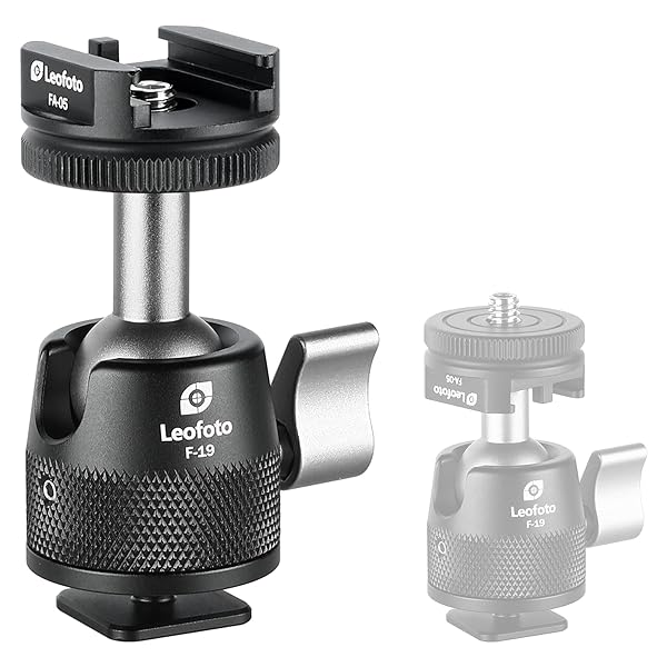 LEOFOTO "LEOFOTO F-19 Mini 19mm Long Neck Ball Head: Cold Shoe & 1/4" Mount for Perfect Photography" - View 2 of 8