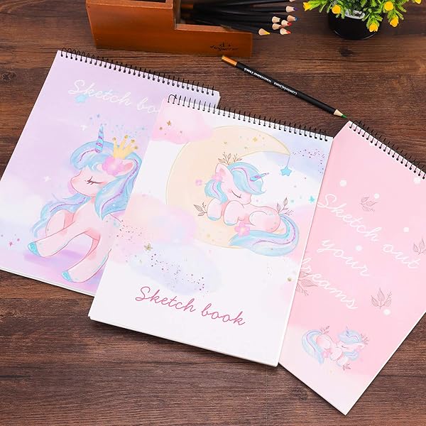 BOOMLONGDA Spiral Bound Sketch Book 100 Pages Acid Free Drawing Paper for Artists Ideal for Drawing Painting Sketching Doodling for Girls - View 4 of 8