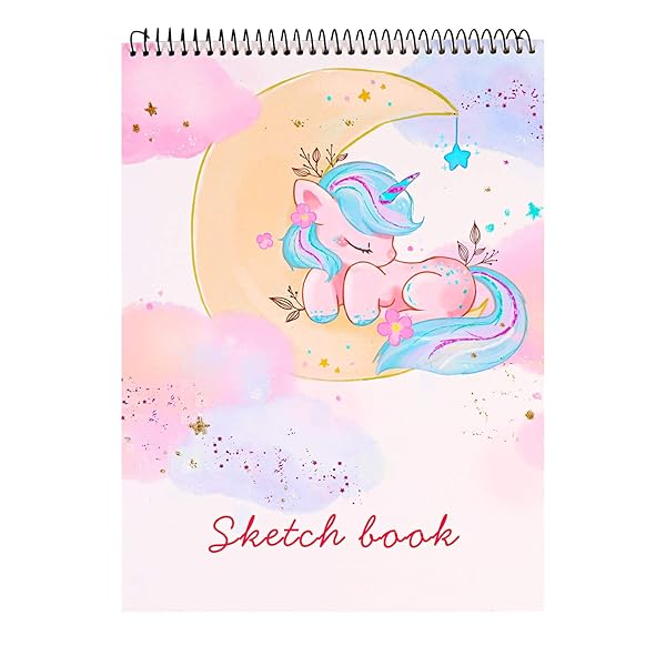 BOOMLONGDA Spiral Bound Sketch Book 100 Pages Acid Free Drawing Paper for Artists Ideal for Drawing Painting Sketching Doodling for Girls