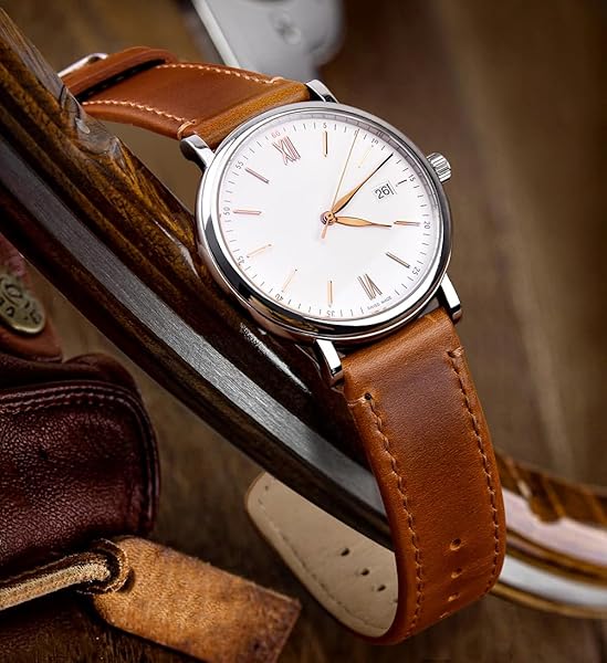 Ritche Ritche Christmas Gift 24mm Classic Genuine Leather Watch Band Quick Release Vintage Strap for Men Women Perfect for White Elephant Gifts - View 4 of 7