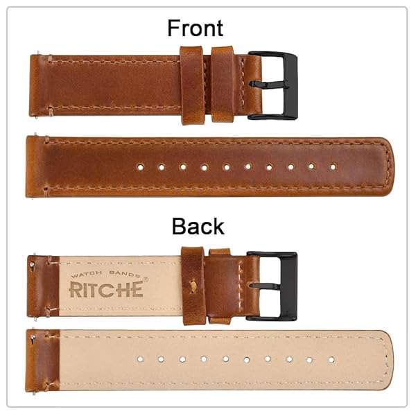 Ritche Ritche Christmas Gift 21mm Classic Genuine Leather Watch Band Quick Release Vintage Strap for Men Women Perfect for White Elephant Gifts - View 6 of 7