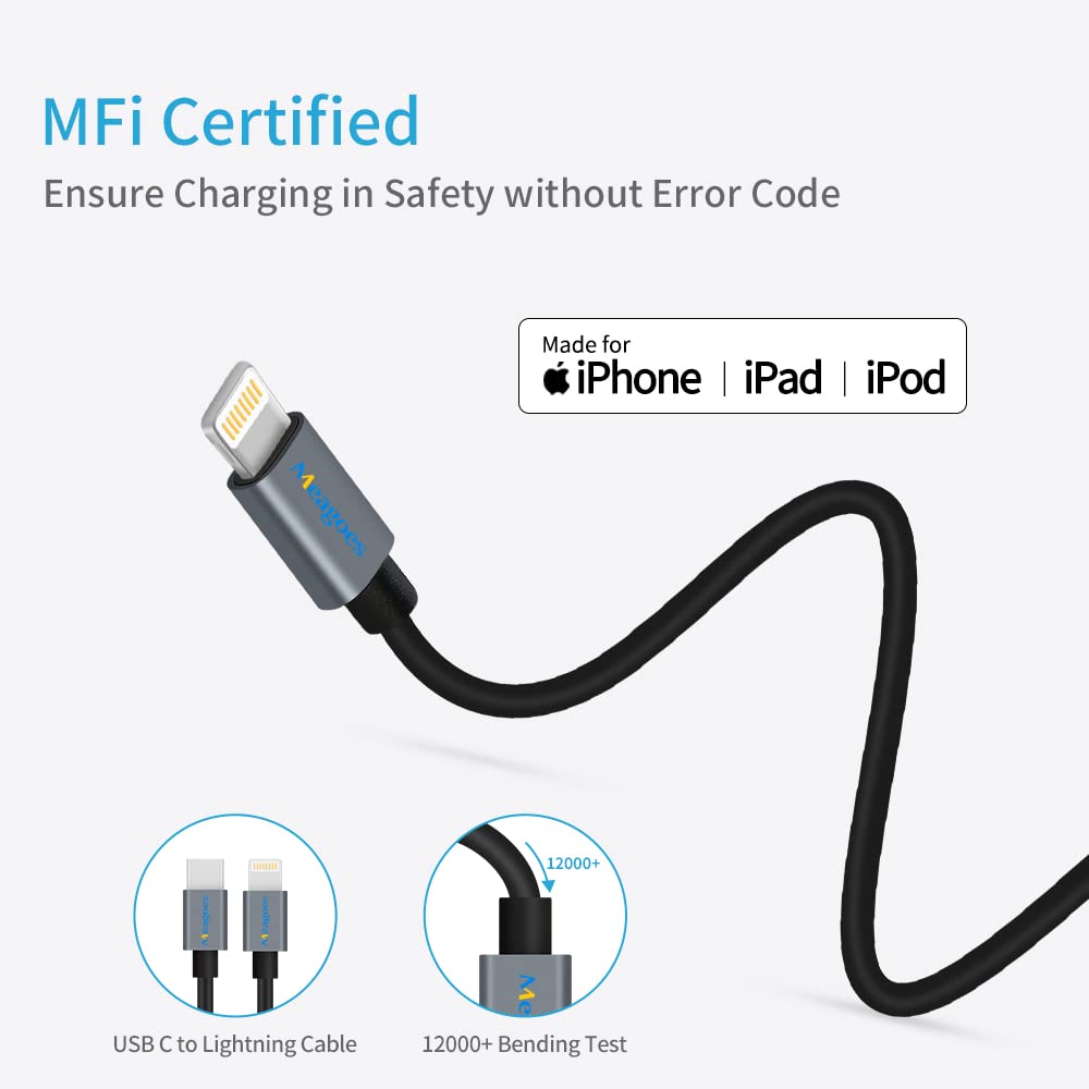 Meagoes 20W Fast USB C Car Charger with MFi Certified Type C to Lightning Cable for iPhone 14 13 12 11 XS XR X 8 Plus SE - View 3 of 7