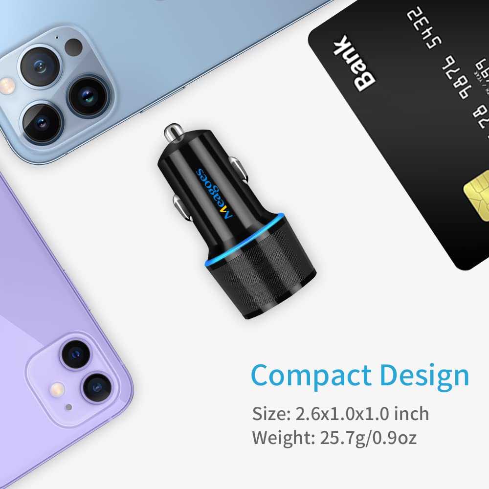 Meagoes 20W Fast USB C Car Charger with MFi Certified Type C to Lightning Cable for iPhone 14 13 12 11 XS XR X 8 Plus SE - View 6 of 7