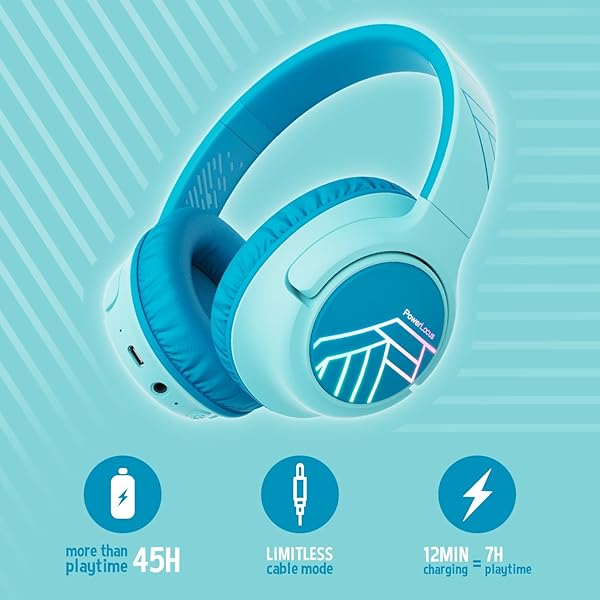 PowerLocus PowerLocus Kids Wireless Headphones: LED, Volume Limit, 45H Playtime & Built-in Mic for Travel & PC - View 4 of 11