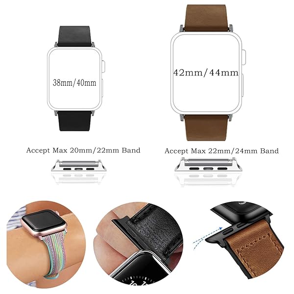 ONELANKS ONELANKS Watch Adapter Connector Kit for Apple Watch Bands 38mm 40mm 41mm Metal Buckle Clip for iWatch Strap 3 Pack - View 4 of 6