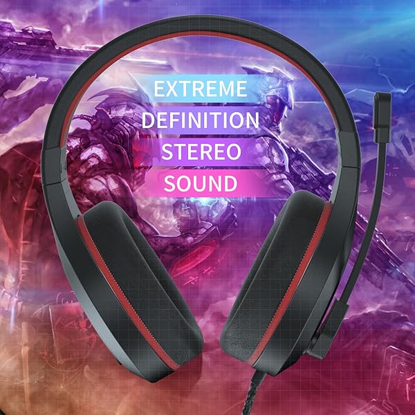 ANIVIA Anivia MH601 Wired Headphones with Microphone Active Noise Canceling 3.5mm Stereo Headset Red for Gaming Work and School - View 3 of 8