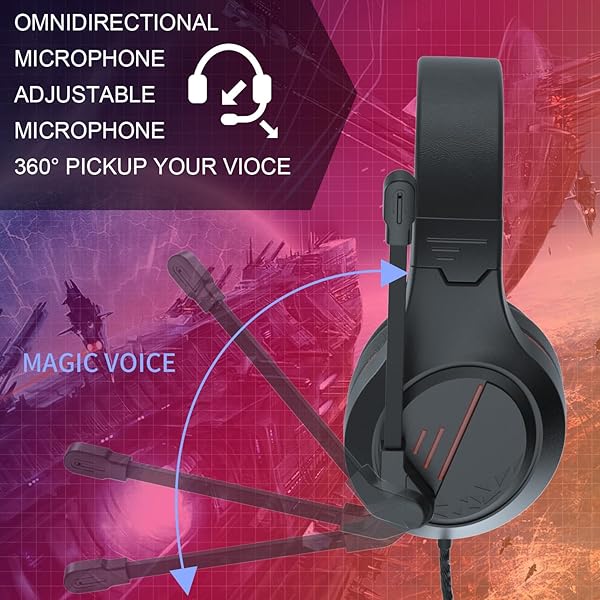 ANIVIA Anivia MH601 Wired Headphones with Microphone Active Noise Canceling 3.5mm Stereo Headset Red for Gaming Work and School - View 4 of 8