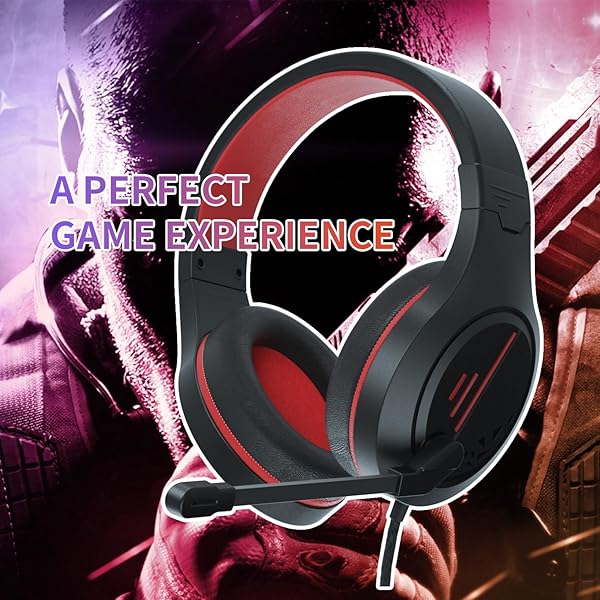 ANIVIA Anivia MH601 Wired Headphones with Microphone Active Noise Canceling 3.5mm Stereo Headset Red for Gaming Work and School - View 8 of 8