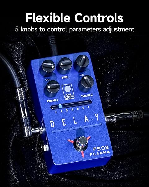 FLAMMA FLAMMA FS03 Guitar Delay Pedal: Stereo Digital Delay with Looper, 6 Effects, True Bypass & Tap Tempo - View 8 of 8