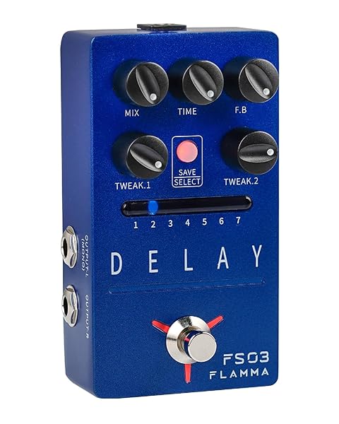 FLAMMA FLAMMA FS03 Guitar Delay Pedal: Stereo Digital Delay with Looper, 6 Effects, True Bypass & Tap Tempo - View 2 of 8