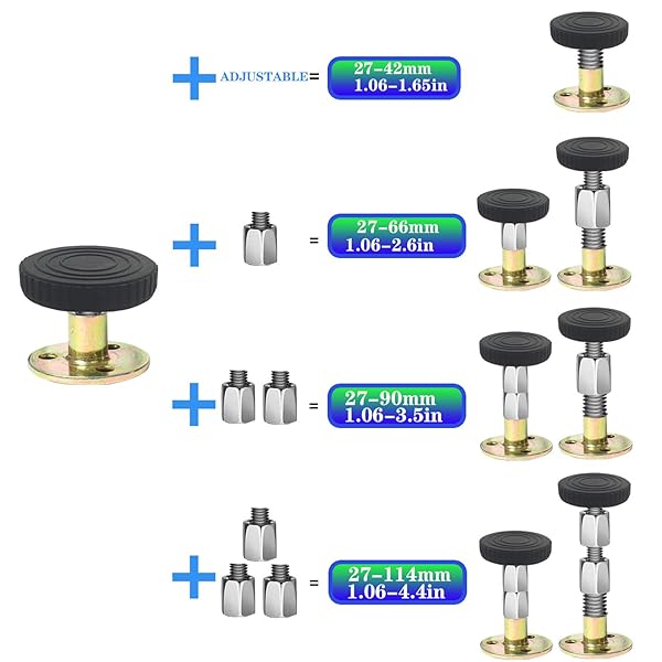 NANASO 4Pcs Adjustable Bed Frame Anti-Shake Tool Headboard Stoppers Stabilizer for Beds Cabinets Tables 28mm to 106mm - View 3 of 8