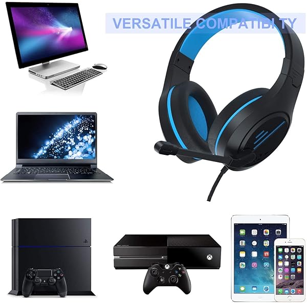 ANIVIA Anivia MH601 Blue Headphones: Wired Gaming Headset with Active Noise Canceling Microphone & 3.5mm Audio Jack for Work & School - View 6 of 9