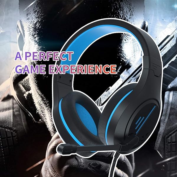 ANIVIA Anivia MH601 Blue Headphones: Wired Gaming Headset with Active Noise Canceling Microphone & 3.5mm Audio Jack for Work & School - View 8 of 9